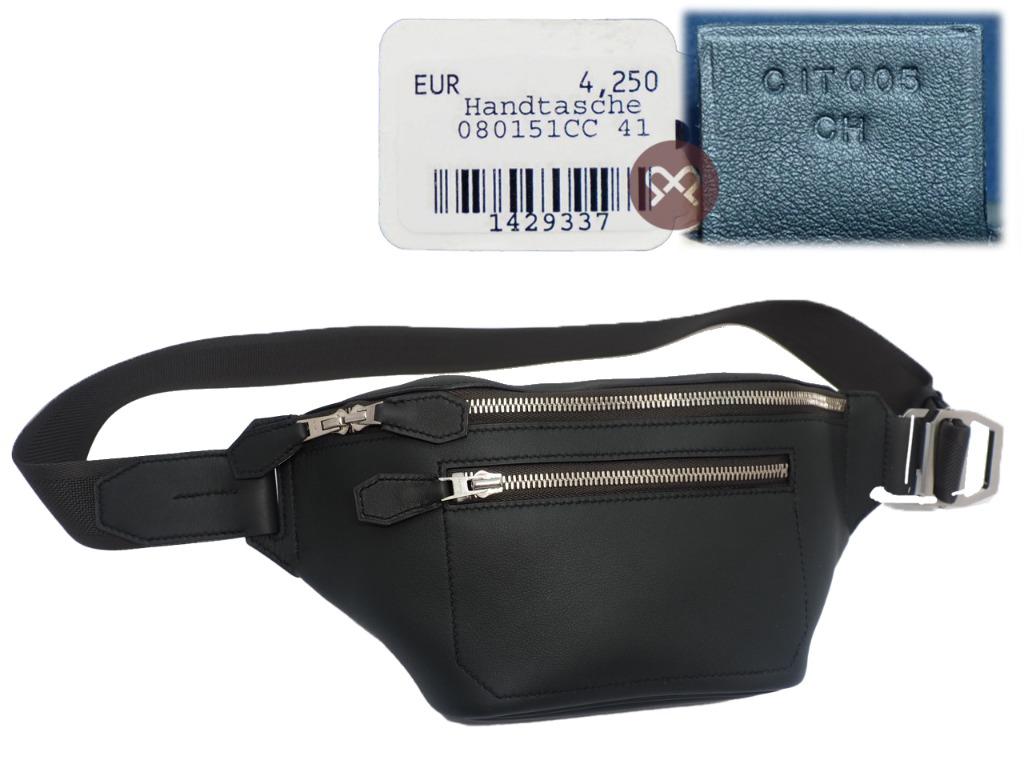 Hermes Dark Grey Calf Leather CitySlide C Stamp Cross Body