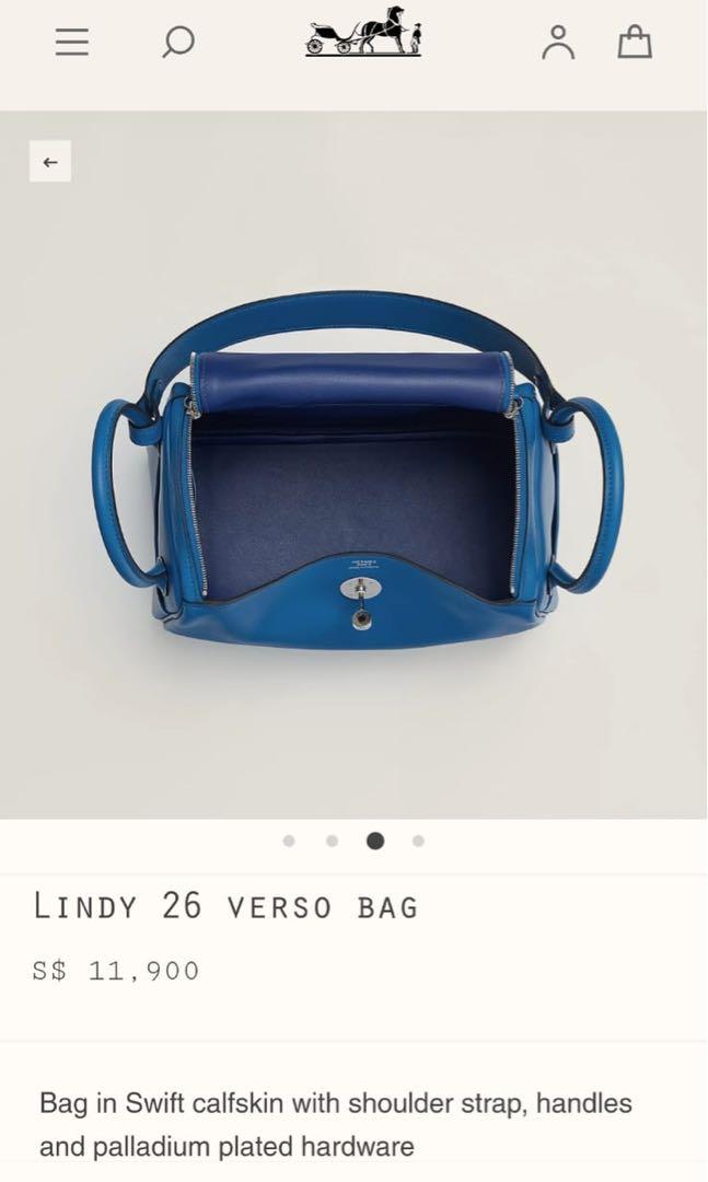 Hermes Lindy 26 Clemence Blue Royal GHW Stamp U