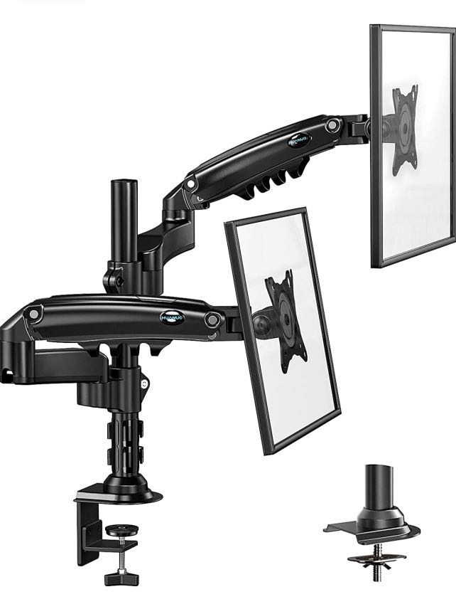 HUANUO Dual Monitor Stand Height Adjustable Gas Spring Double Arm
