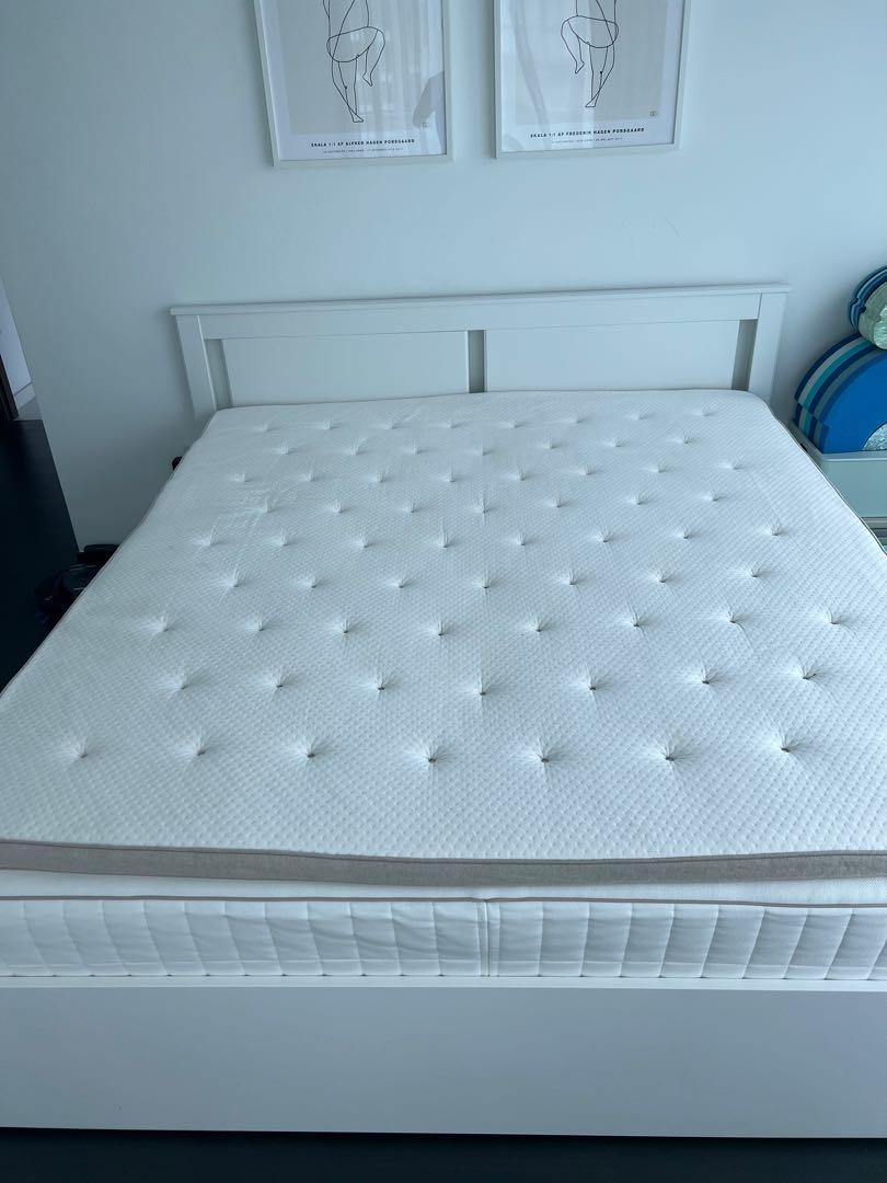 Ikea bed, mattress and topper, Furniture & Home Living, Furniture, Bed