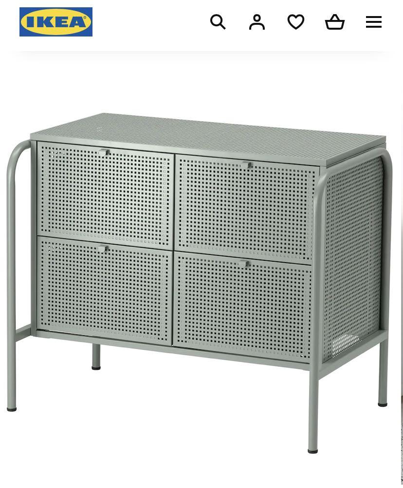 IKEA NIKKEBY Steel CHEST of 4 Drawers in Sage Green, Furniture & Home