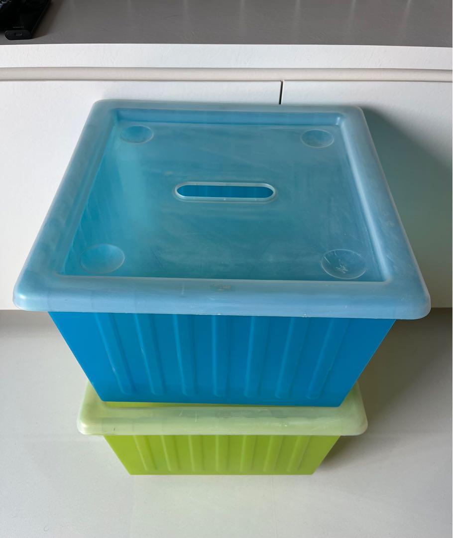 VESSLA Storage crate with casters, blue, 15 ¼x15 ¼ - IKEA