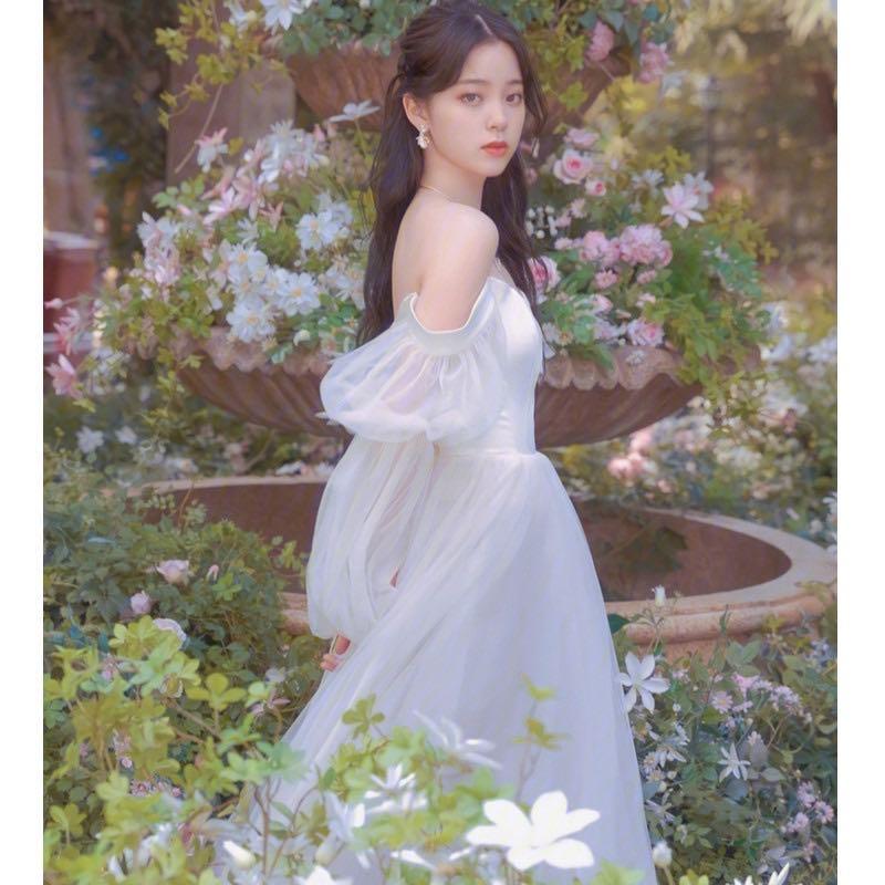 White flowy sale formal dress