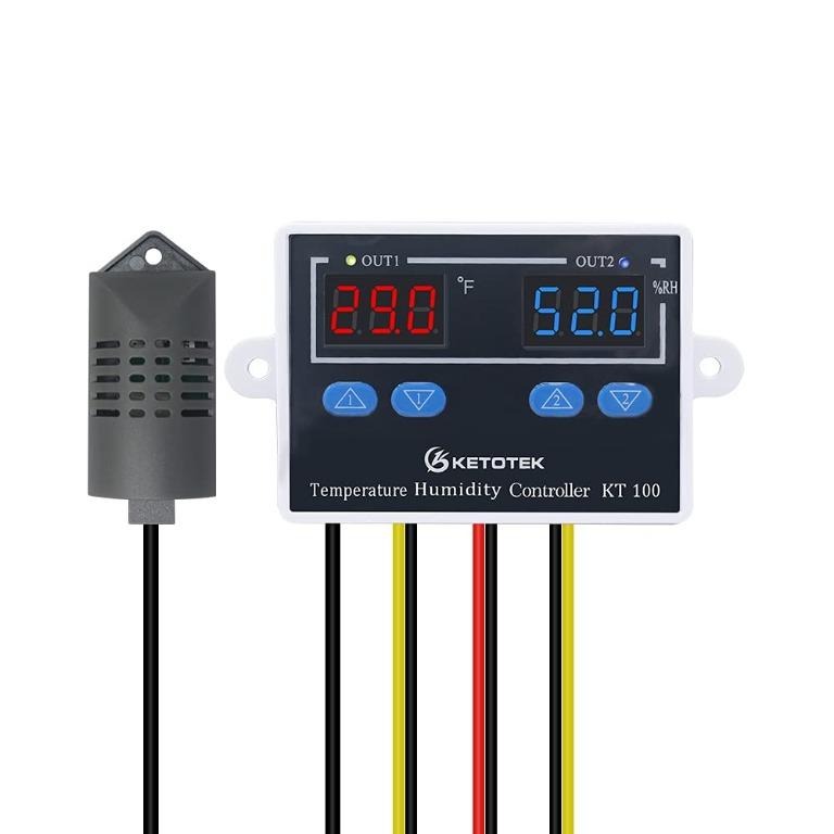 KT100 Humidity Temperature Controller 120V 10A Fahrenheit Digital Thermostat Humidistat Control