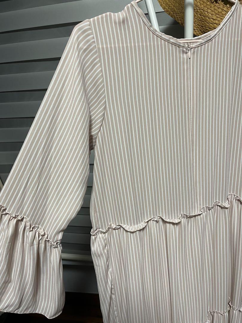 pink and white striped dress