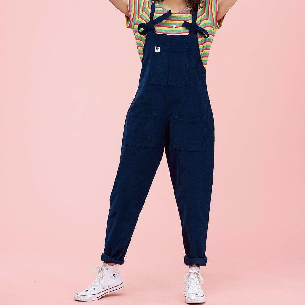 Lucy & Yak The Organic Original Corduroy Dungarees in Sailor Blue
