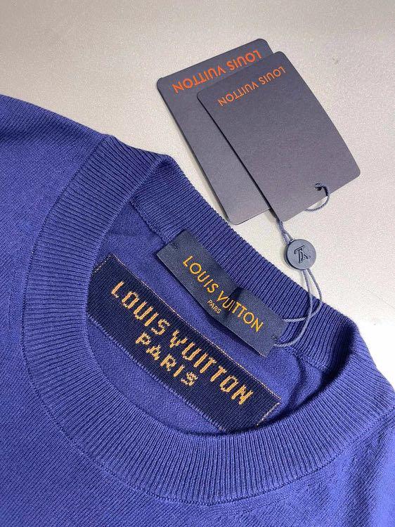 Louis Vuitton LV Men LV Intarsia Crewneck Regular Fit Wool-Blue - LULUX