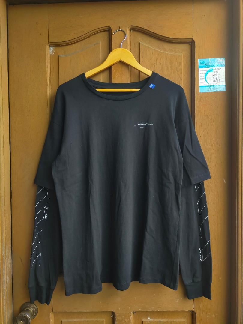 Off white unfinished logo layered oversized shirt black Men s