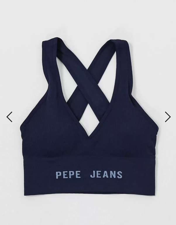 Pepe Jeans janette crop top bra in navy, Women's Fashion, New Undergarments  & Loungewear on Carousell