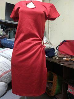 red tear drops detail n cutout waist ikutin badan 110 muat msh strechhh lg