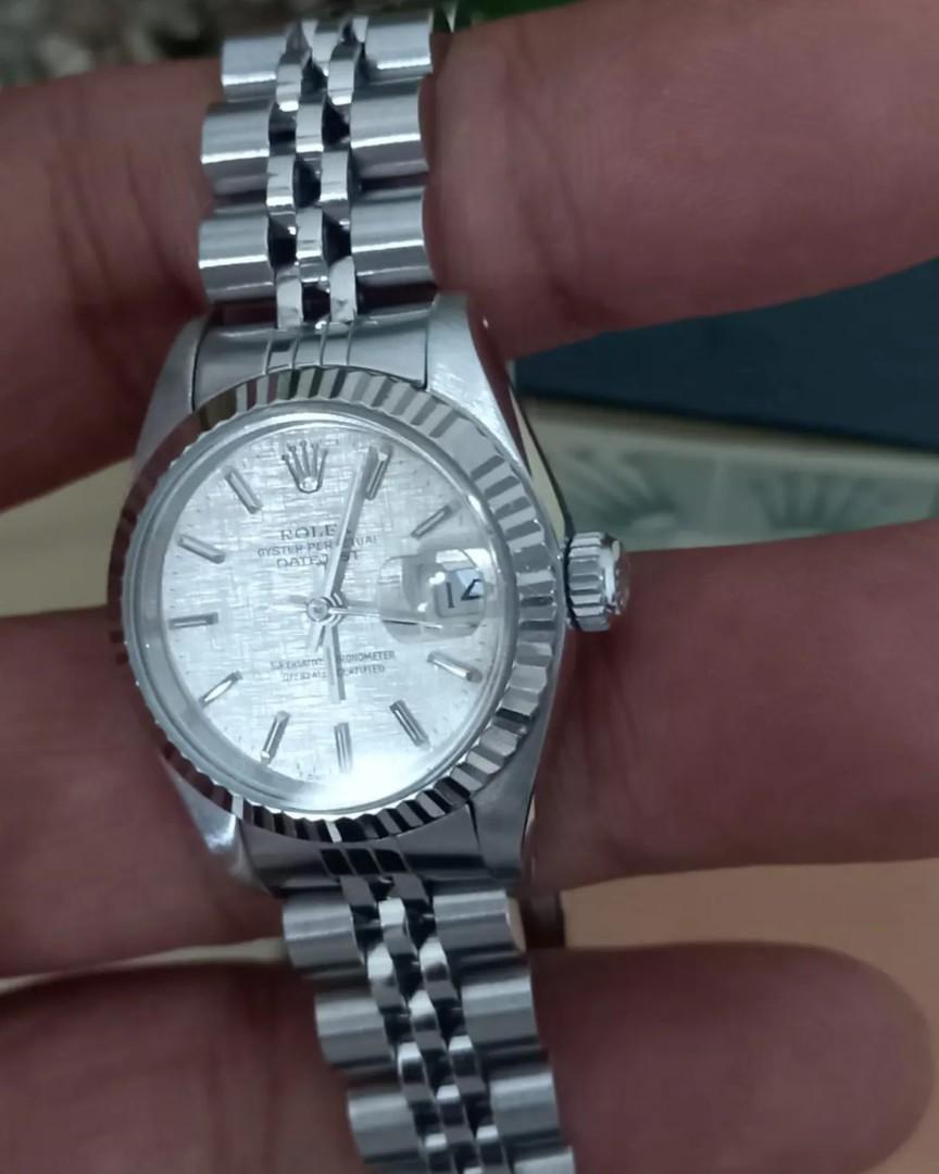 Rolex 26mm linen dial with box, certi 