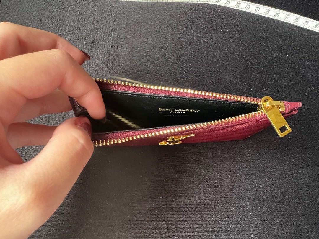Saint Laurent Cassandre Matelassé Fragments Leather Zip Card Case