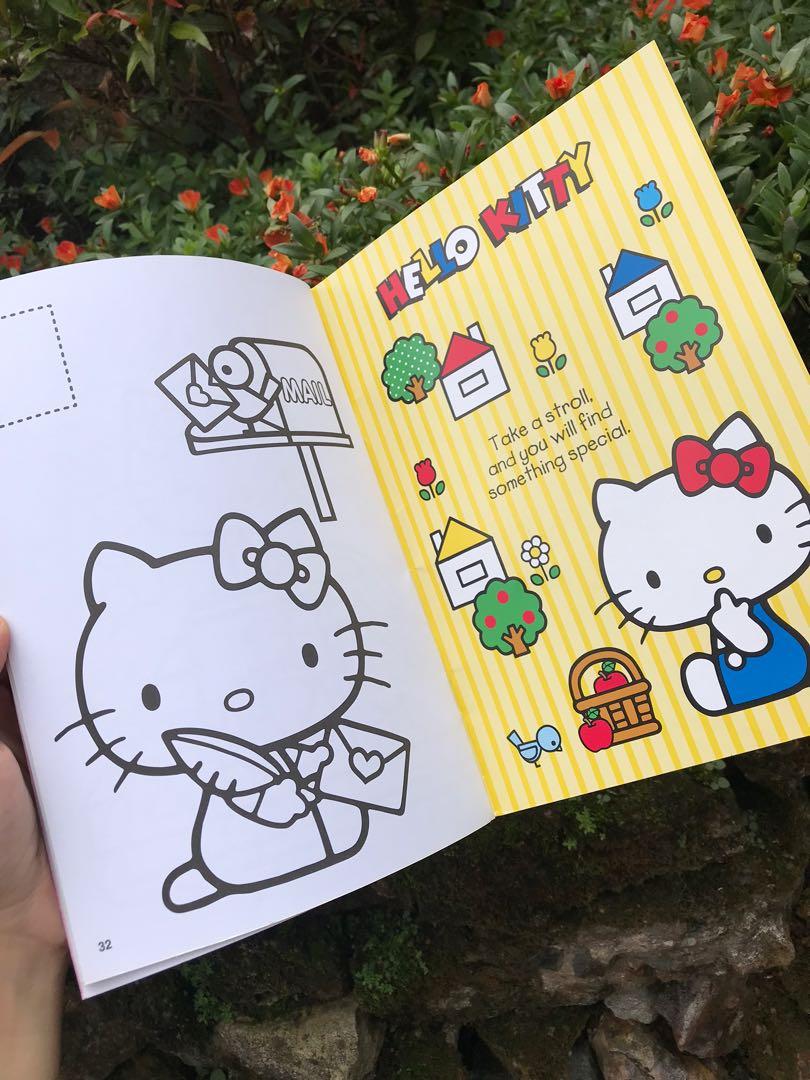 SANRIO HELLO KITTY COLORING BOOK WITH STICKERS, Hobbies & Toys, Books ...