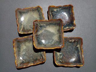 SET -  Stoneware Glazed Square Saucers