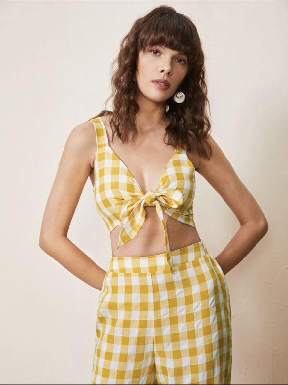 Shein Yellow Plaid Cami Top and Pants 