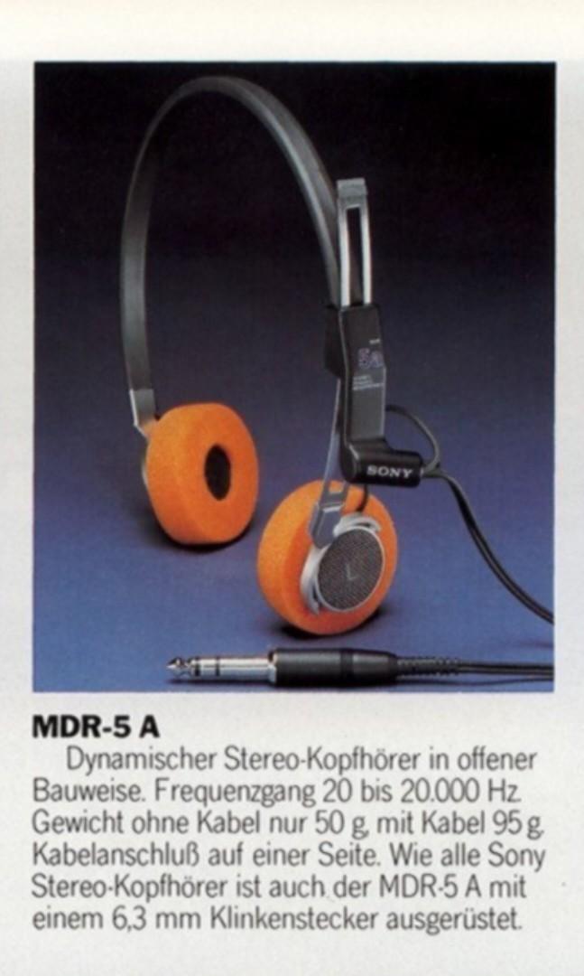 Sony HAIR MDR-5A Vintage Stereo Dynamic Headphones, Audio