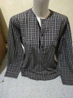 tartan navy elbow pad button down shirt ld kecil 90 abg tanggung size 12/14/16 bisa pake