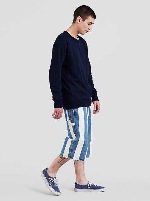 silver tab baggy shorts striped denim 