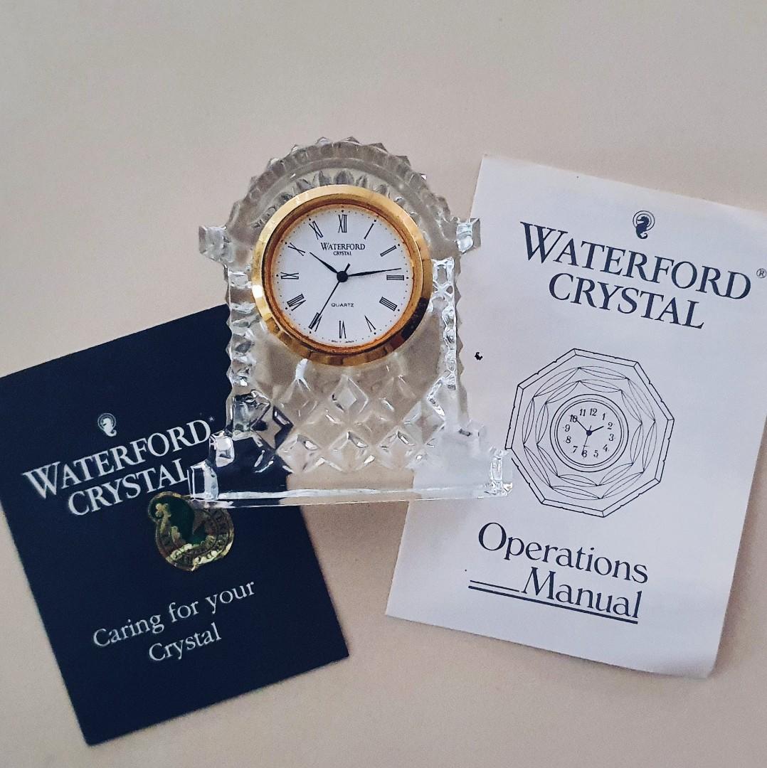 Waterford Crystal Small GoldRimmed Carriage Clock, Furniture & Home Living, Home Decor, Clocks