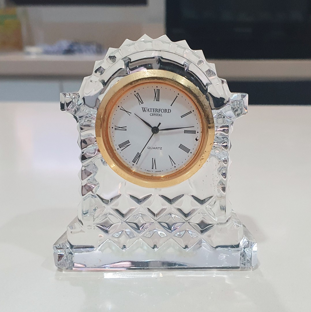 Waterford Crystal Small GoldRimmed Carriage Clock, Furniture & Home Living, Home Decor, Clocks