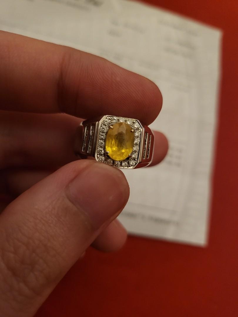 Yellow sapphire mens ring on sale