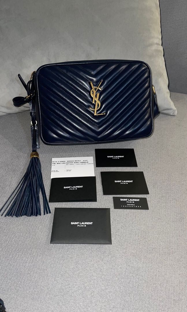 Ysl lou best sale camera bag navy