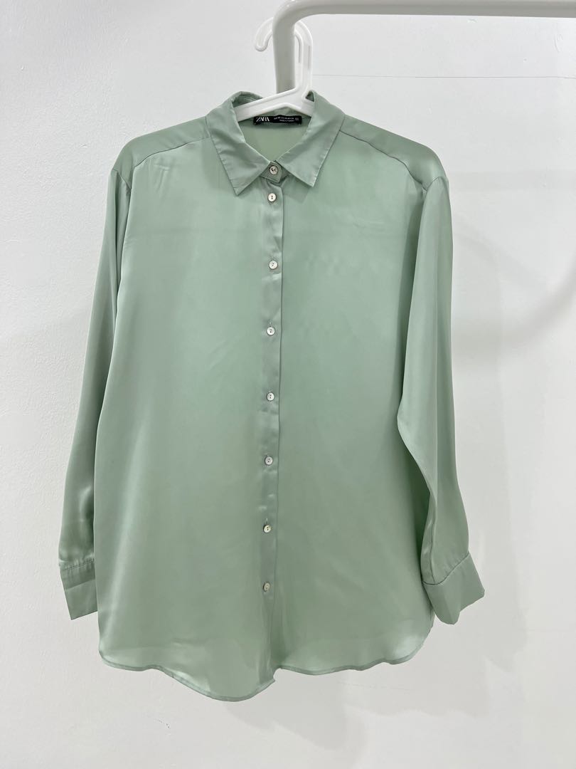 Mint green hotsell blouse zara