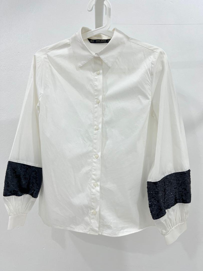 Zara Authentic - White Sequins shirt, Women's Fashion, Tops, Shirts on  Carousell