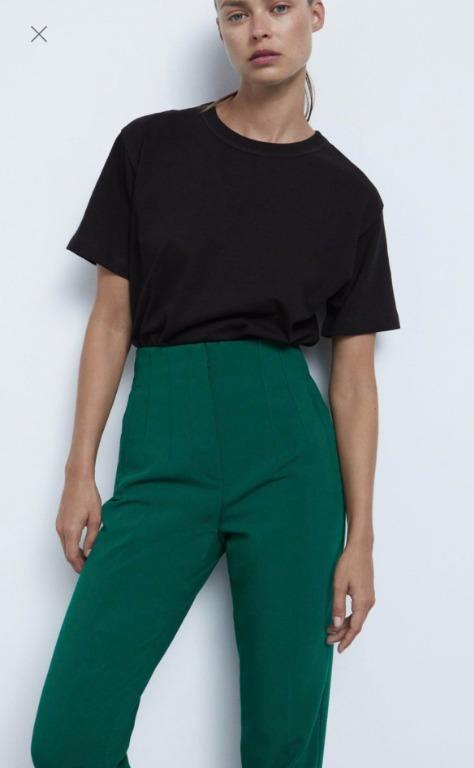 Zara trousers green hot sale
