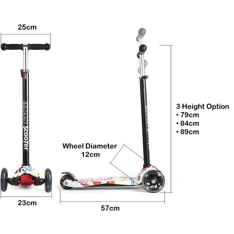 3 Wheels Adjustable Kicks Scooter for Kids with Flashing LED Wheels