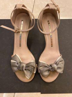 7.5cm apricot high heel light green bow women sandal size 37