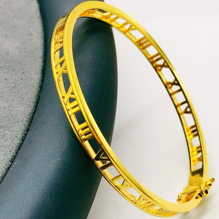 916 Gold Classy Roman Numeral Bangle Women s Fashion Jewelry