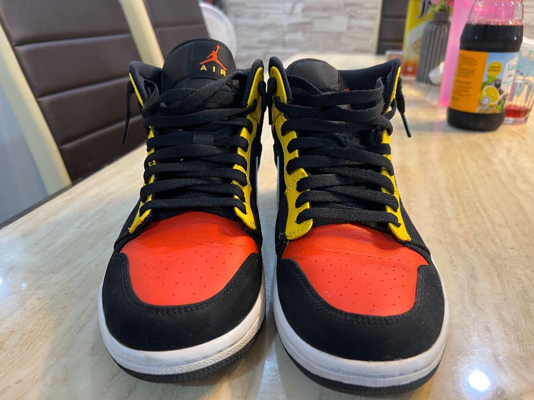 Air Jordan 1 mid black amarillo orange Men s Fashion Footwear
