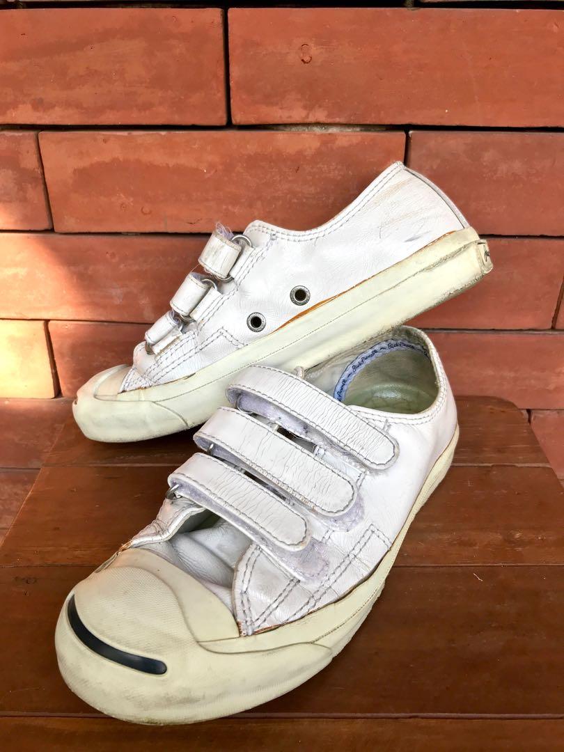 Converse jack purcell online leather 3 strap white