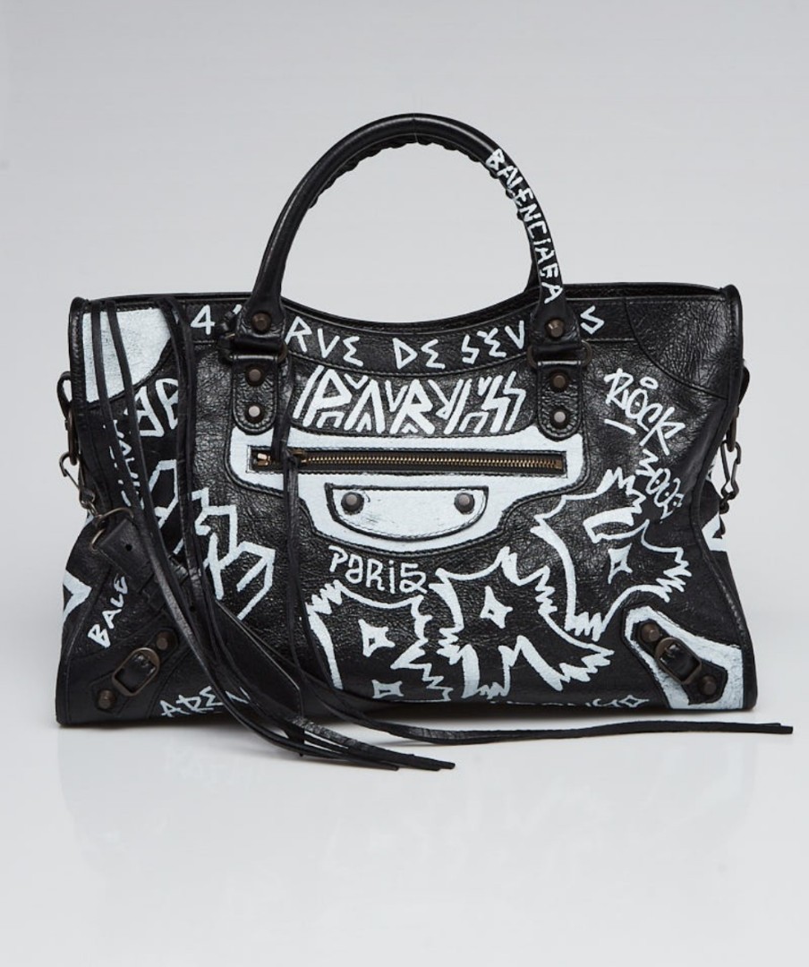 balenciaga black and white bag