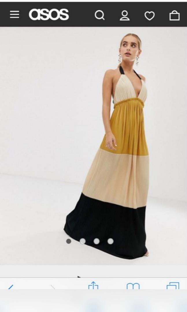 BNWT ASOS DESIGN Colorblock Halter Maxi Dress
