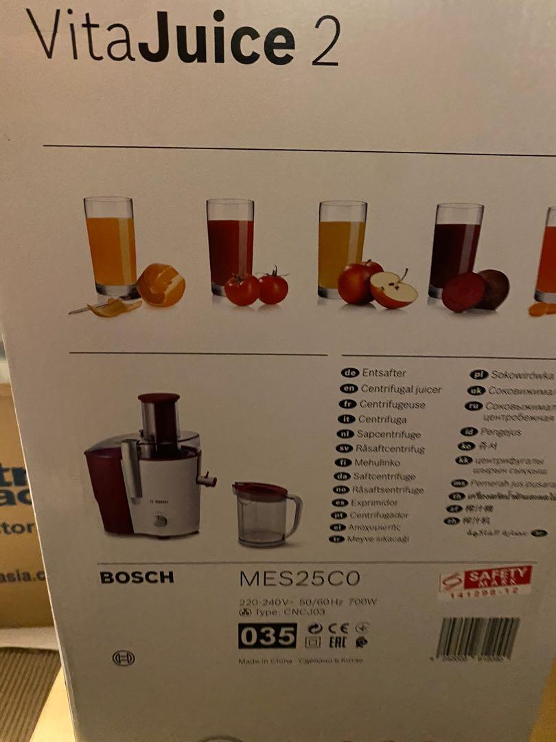 BRAND NEW* Bosch VitaJuice Centrifugal juicer VitaJuice 2 700 W White,  Cherry Cassis, TV & Home Appliances, Kitchen Appliances, Juicers, Blenders  & Grinders on Carousell