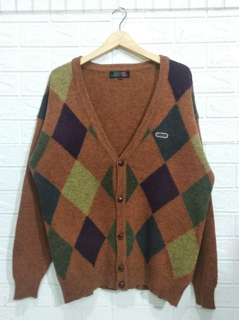 Mens Sweater Supreme Argyle Cardigan Supreme Brushed Argyle