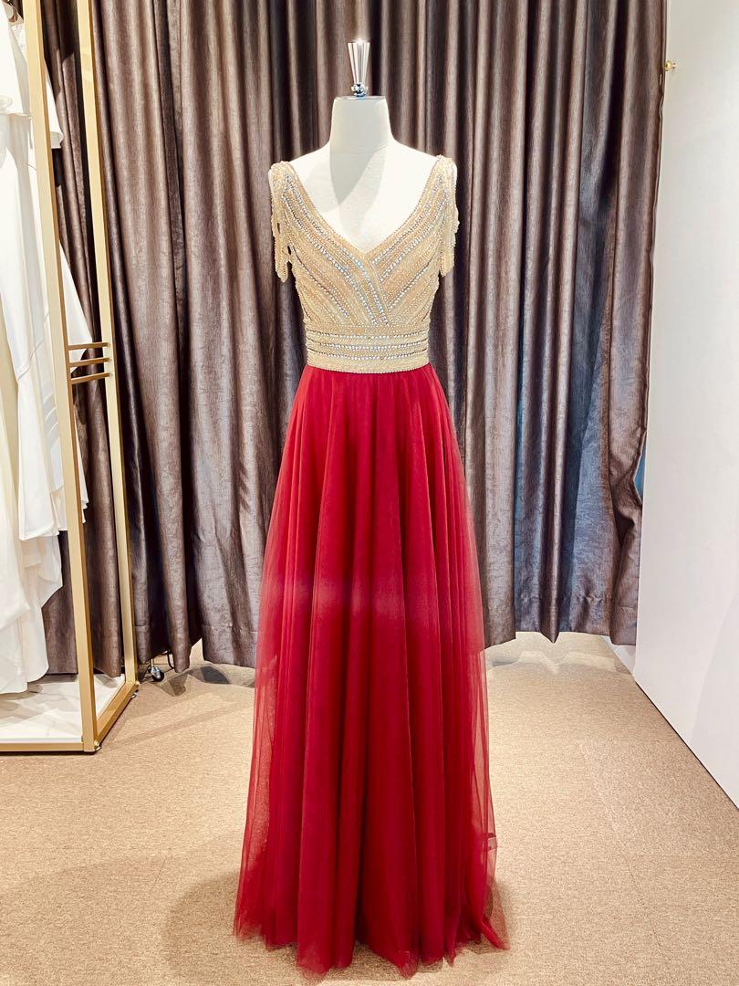 Red evening clearance gown