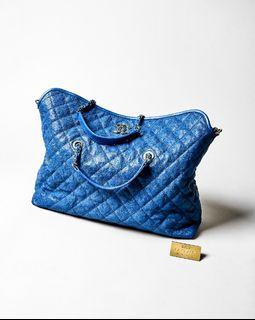 Chanel Caviar Blue Shoulder Chain Tote