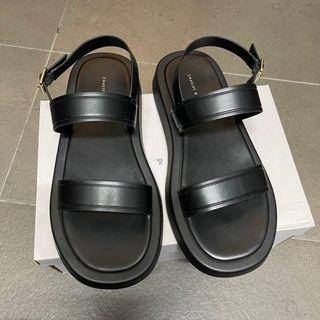 Charles and Keith open toe sandals in black and gold