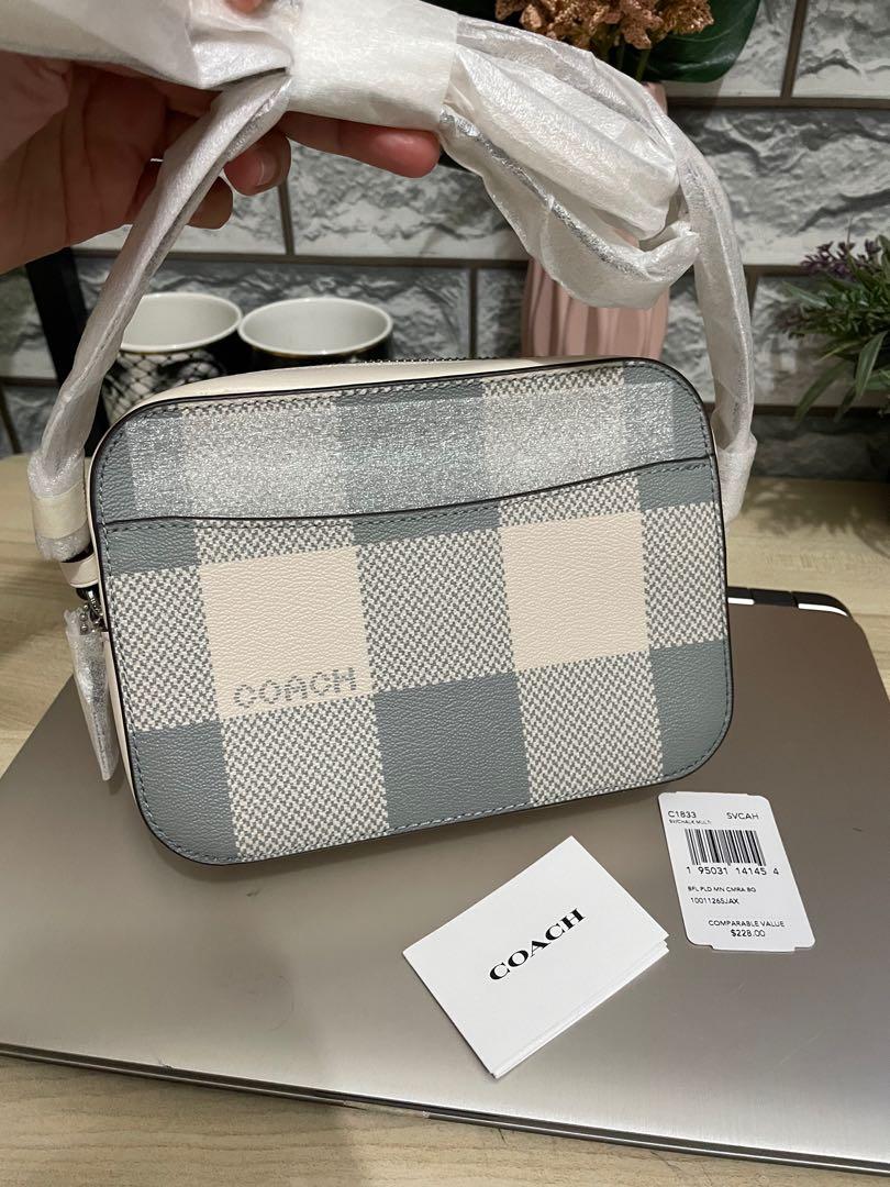 Coach mini camera bag buffalo plaid on sale