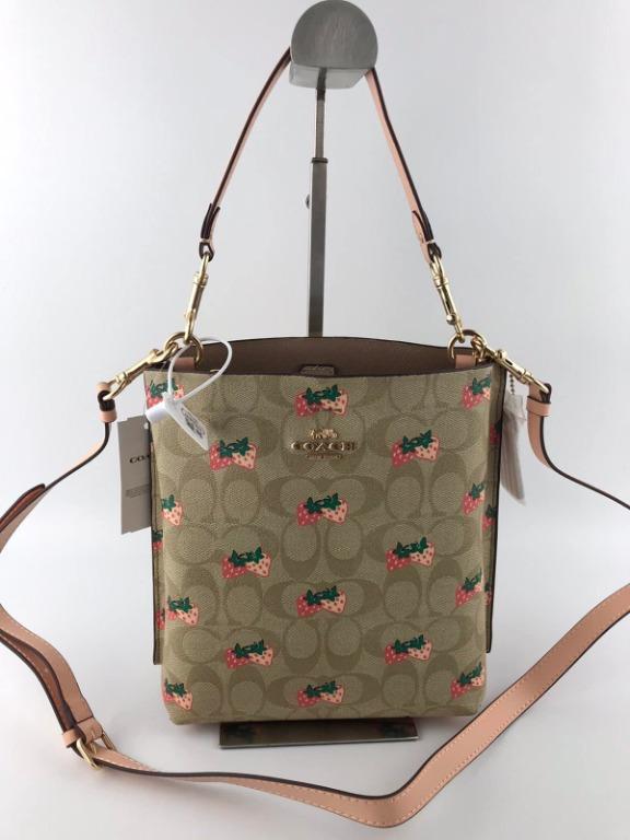 Coach Mollie Bucket Bag 22 In Signature Canvas With Strawberry Print