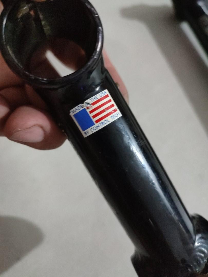 Controltech stem ONLY (Category: Parts & Accessories) located in Singapore. Submitted by blanka65 (Listing ID 1169001239, Image 4). Description: Black anodize Controltech stem silver controltech seatpost SOLD Made in USA Stem steerer 1 1/8 x 25.4mm x 120mm L cosmectic condition 7/10 all sales are final no return or refund. Tag Hope,Mavic,Dt Swiss 20mm Thru Axle hubs, regular Quick Release fork Shimano sram fox Manitou rock shox boxxer Sid judy TT