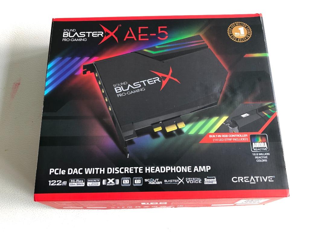Creative Sound BlasterX AE-5 PCIe Internal Sound Card with RGB Lighting,  Computers  Tech, Parts  Accessories, Computer Parts on Carousell