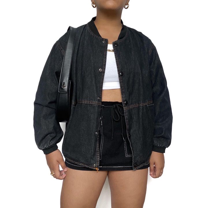 denim bomber jacket, Women's Fashion, Coats, Jackets and Outerwear on