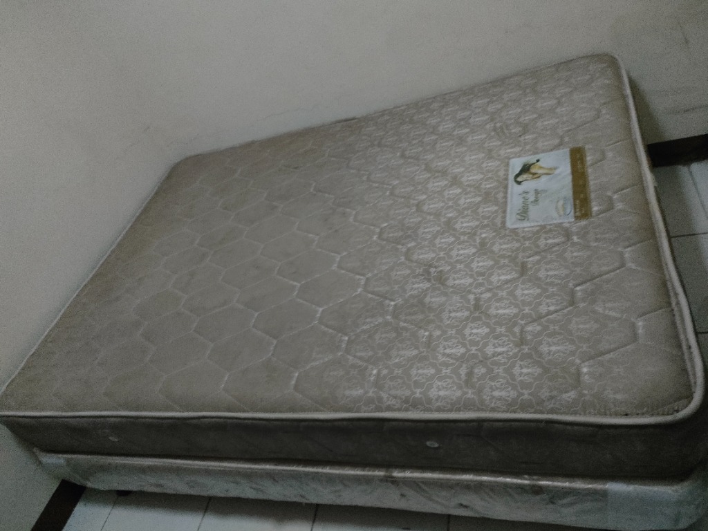 Dewfoam Queen size spring mattress with bed, Furniture & Home Living