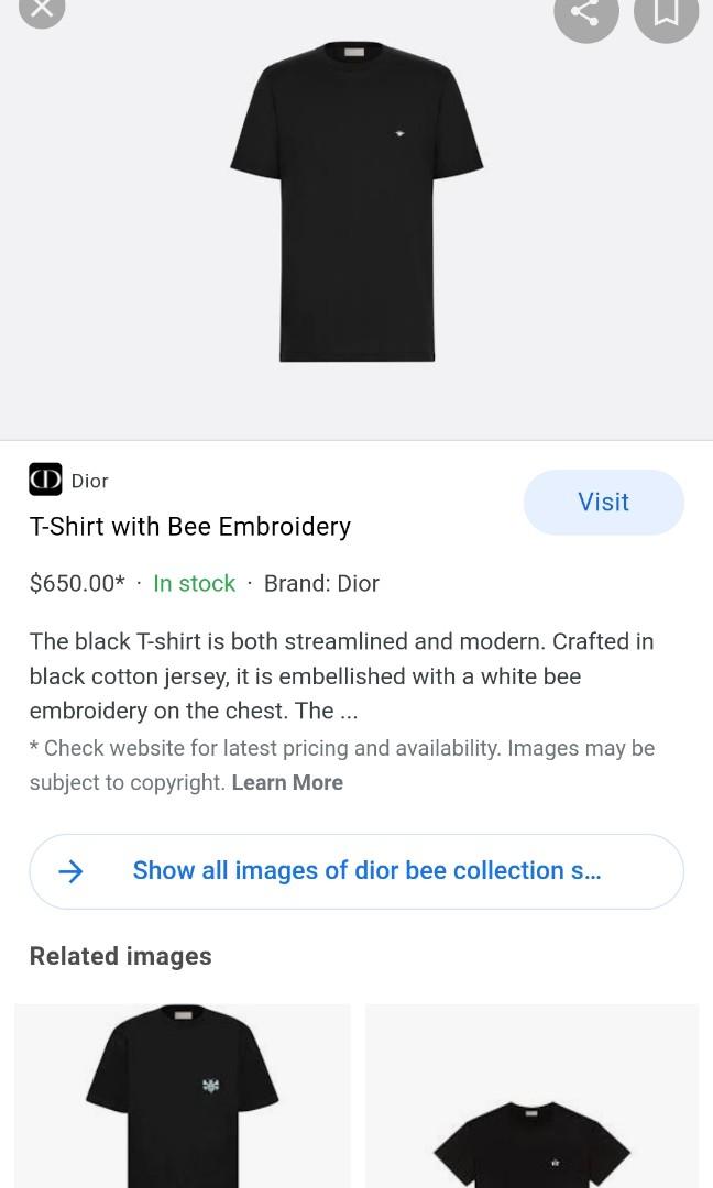 T-Shirt with Bee Embroidery Black Cotton Jersey | DIOR