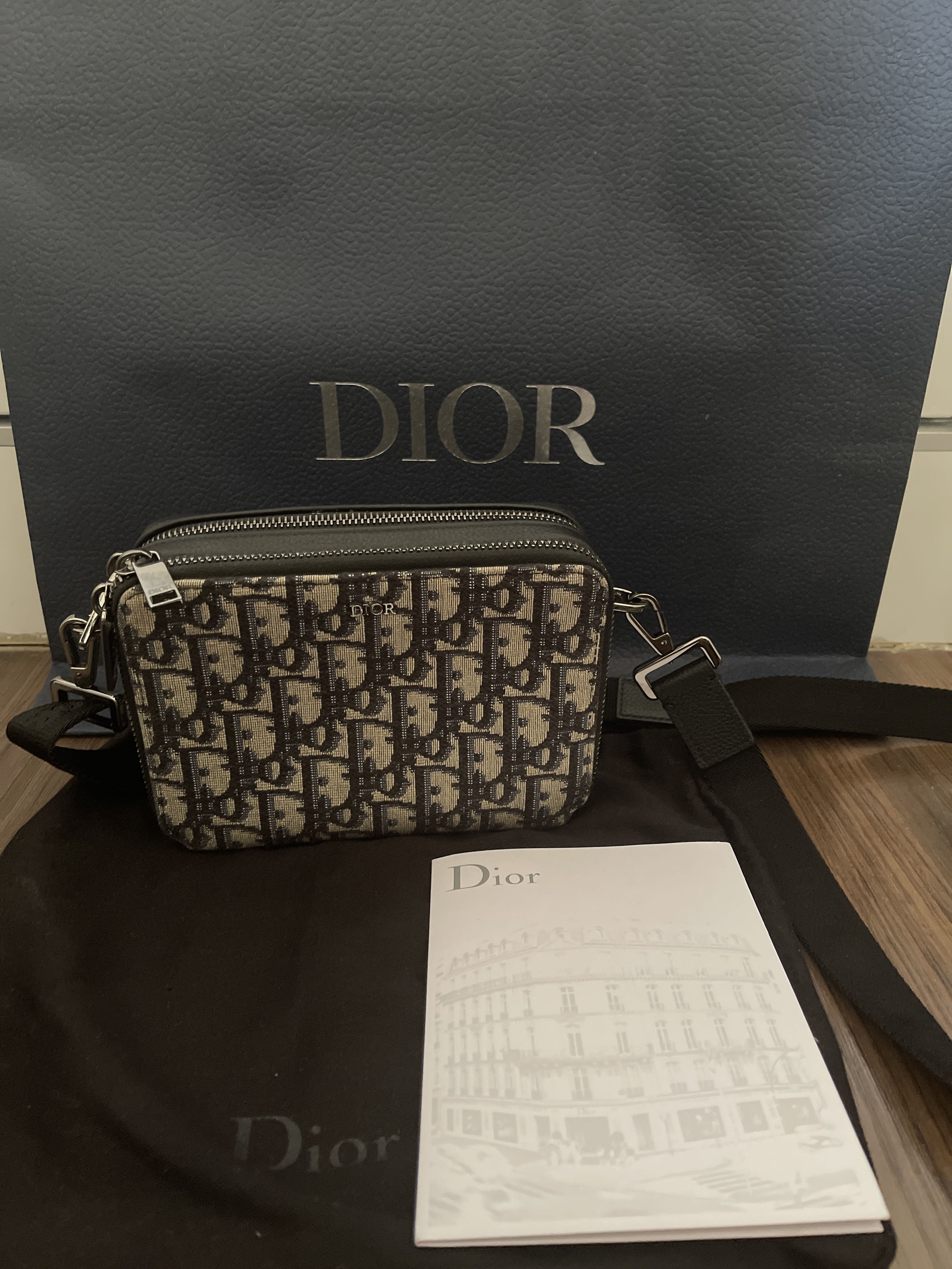 Dior - A4 Pouch Beige and Black Dior Oblique Jacquard - Men