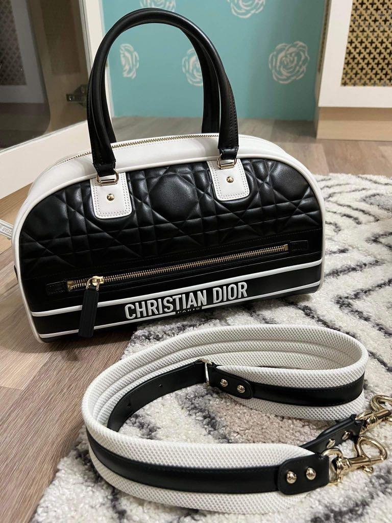 Christian Dior Vibe Zip Bowling Bag Leather Medium Neutral 2212122